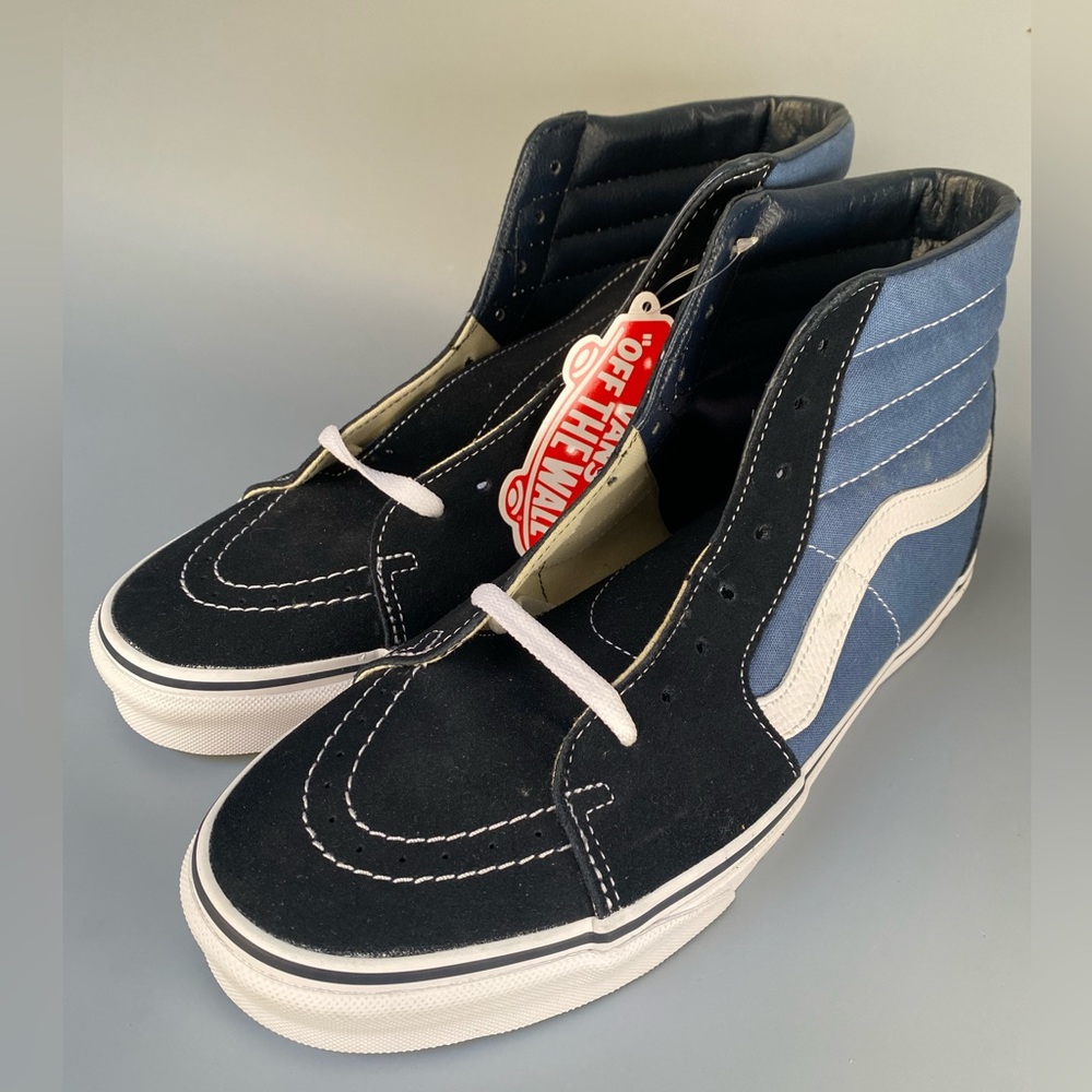 Vans: Unisex 11 Mens Shoes - SK8-Hi Core Classic - Navy Suede Blue Canvas